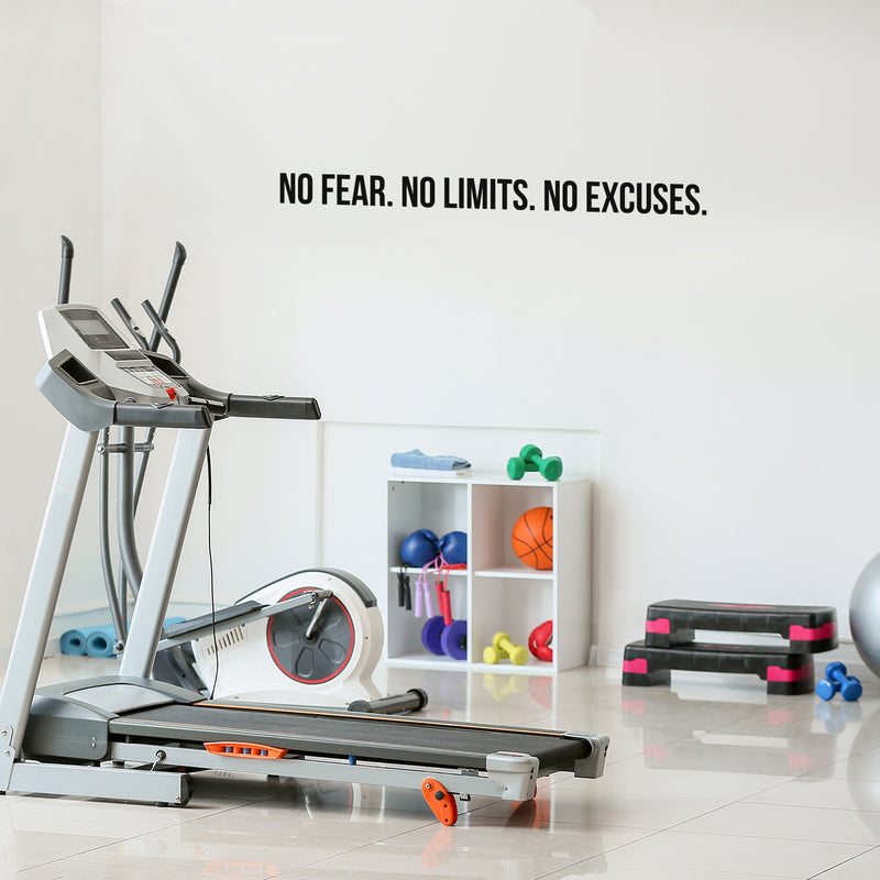 Vinyl Wall Art Decal - No Fear. No Limits. No Excuses - 3" x 45" - Trendy Motivational Positive Healthy Lifestyle Quote Sticker For Office Conference Room Business Gym Yoga Fitness School Decor 3