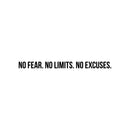 Vinyl Wall Art Decal - No Fear. No Limits. No Excuses - 3" x 45" - Trendy Motivational Positive Healthy Lifestyle Quote Sticker For Office Conference Room Business Gym Yoga Fitness School Decor 1