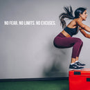 Vinyl Wall Art Decal - No Fear. No Limits. No Excuses - 3" x 45" - Trendy Motivational Positive Healthy Lifestyle Quote Sticker For Office Conference Room Business Gym Yoga Fitness School Decor 2