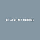 Vinyl Wall Art Decal - No Fear. No Limits. No Excuses - 3" x 45" - Trendy Motivational Positive Healthy Lifestyle Quote Sticker For Office Conference Room Business Gym Yoga Fitness School Decor 1