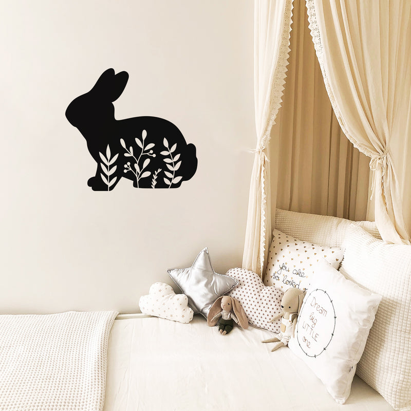 Vinyl Wall Art Decal - Bunny - 22" x 22" - Plants Nature Trendy Inspirational Minimal Sticker For Bedroom Home School Kids Room Work Office Living Room Store Decor 2