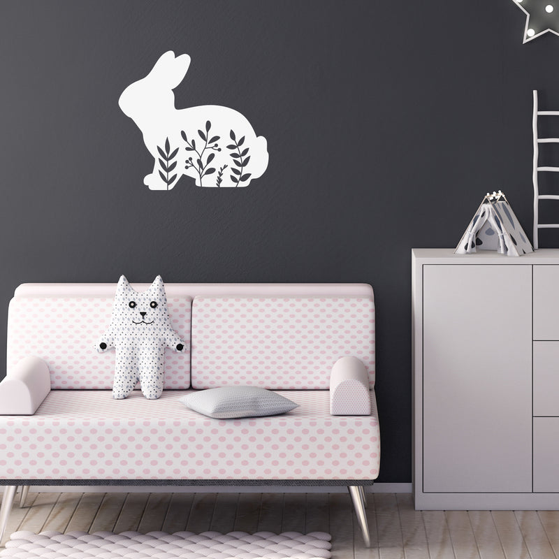 Vinyl Wall Art Decal - Bunny - 22" x 22" - Plants Nature Trendy Inspirational Minimal Sticker For Bedroom Home School Kids Room Work Office Living Room Store Decor 2