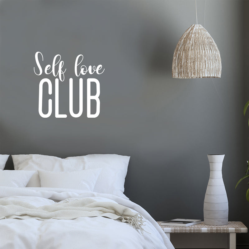 Vinyl Wall Art Decal - Self Love Club - 22" x 24" - Trendy Inspirational Cute Self Esteem Quote Sticker For Bedroom Bathroom Closet Kids Room Playroom Living Room School Decor 3