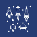 Set Of 5 Vinyl Wall Art Decal - Space Ships - 24" x 17" (From 14" x 7" Each) - Modern Fun Cute Minimalist Design Stickers For Kids Room Bedroom Playroom Daycare Nursery Classroom Decor 1