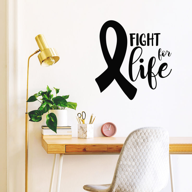 Vinyl Wall Art Decal - Fight For Life - 23" x 22" - Inspirational Breast Cancer Awareness Month Quote Sticker For Medical Institution Office Coffee Shop Bathroom School Healthcare Center Decor 3