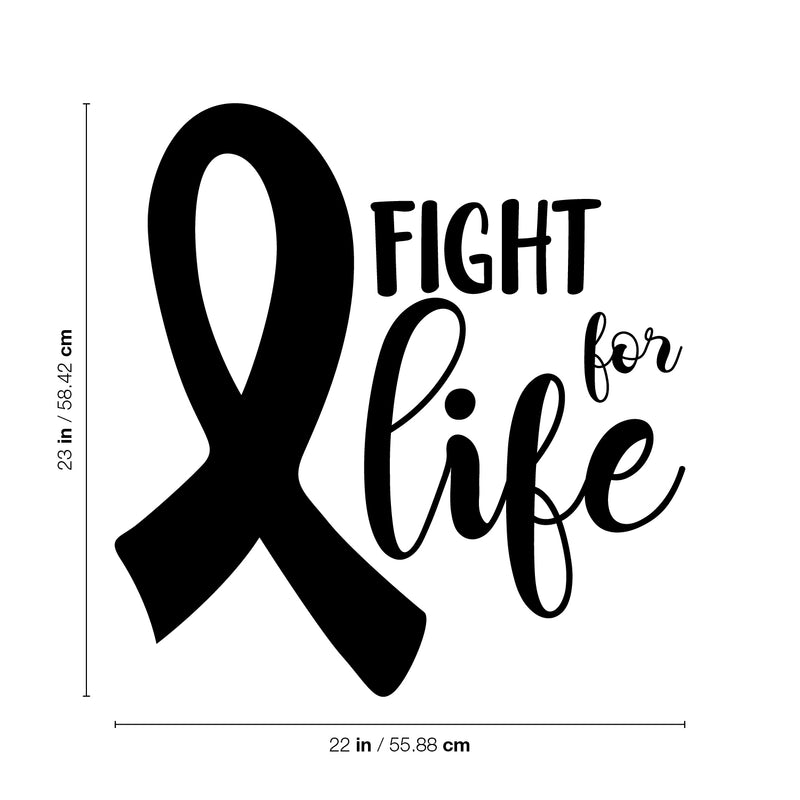 Vinyl Wall Art Decal - Fight For Life - 23" x 22" - Inspirational Breast Cancer Awareness Month Quote Sticker For Medical Institution Office Coffee Shop Bathroom School Healthcare Center Decor 4