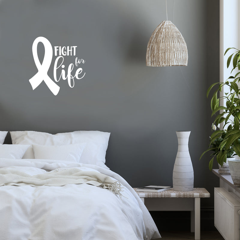Vinyl Wall Art Decal - Fight For Life - 23" x 22" - Inspirational Breast Cancer Awareness Month Quote Sticker For Medical Institution Office Coffee Shop Bathroom School Healthcare Center Decor 2