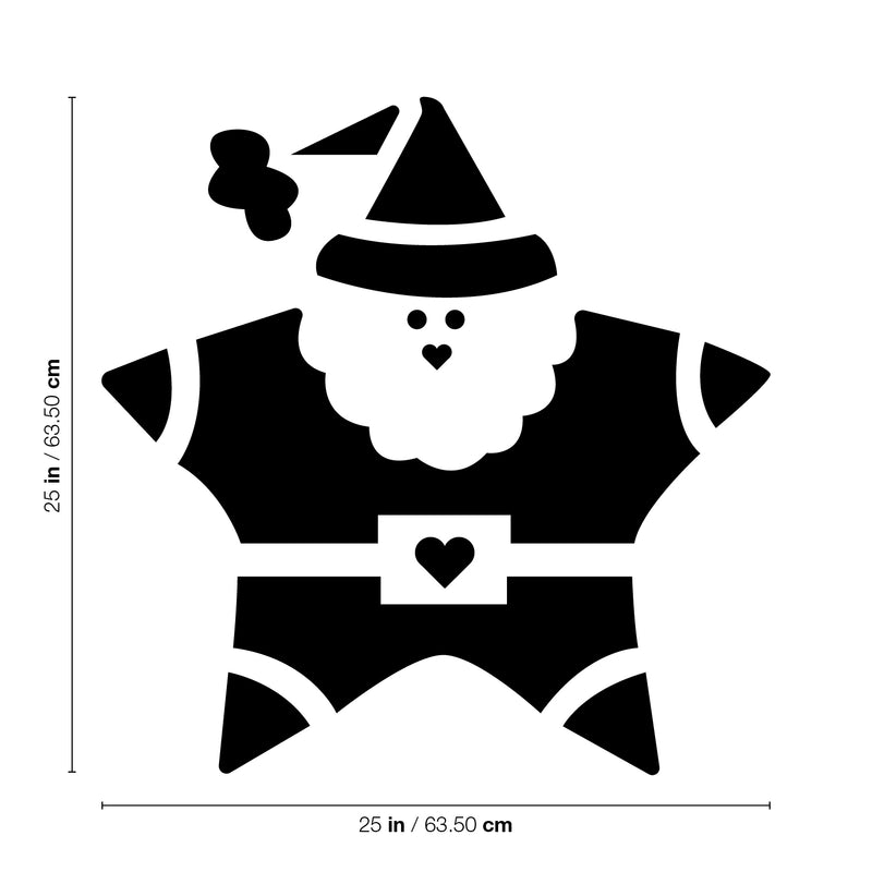 Vinyl Wall Art Decal - Santa Star - 25" x 25" - Modern Cute Fun Christmas Holyday Season Santa Shape Design Sticker For Entry Way Door Windows Office Business Storefront School Coffee Shop Decor 4