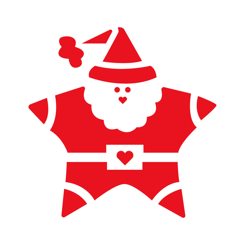 Vinyl Wall Art Decal - Santa Star - 25" x 25" - Modern Cute Fun Christmas Holyday Season Santa Shape Design Sticker For Entry Way Door Windows Office Business Storefront School Coffee Shop Decor 1