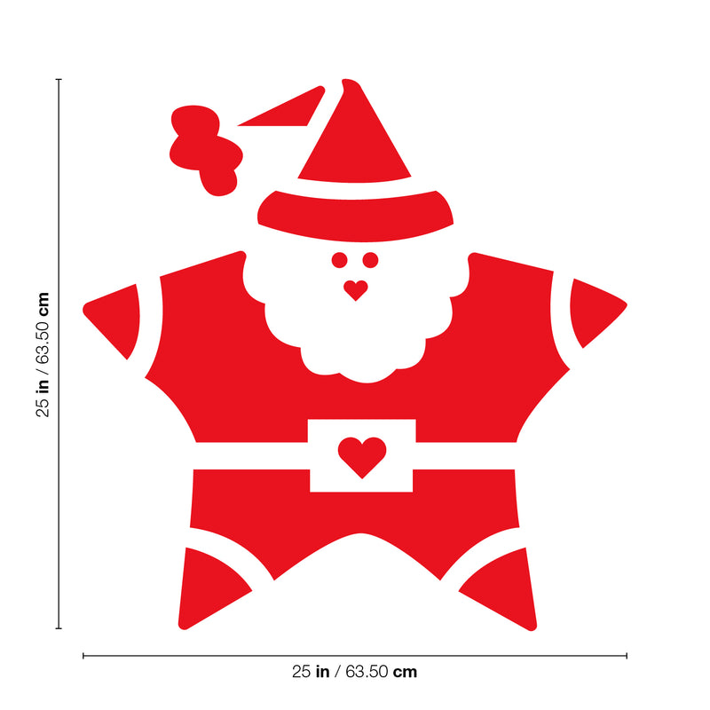 Vinyl Wall Art Decal - Santa Star - 25" x 25" - Modern Cute Fun Christmas Holyday Season Santa Shape Design Sticker For Entry Way Door Windows Office Business Storefront School Coffee Shop Decor 4