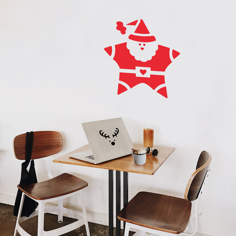 Vinyl Wall Art Decal - Santa Star - 25" x 25" - Modern Cute Fun Christmas Holyday Season Santa Shape Design Sticker For Entry Way Door Windows Office Business Storefront School Coffee Shop Decor 3