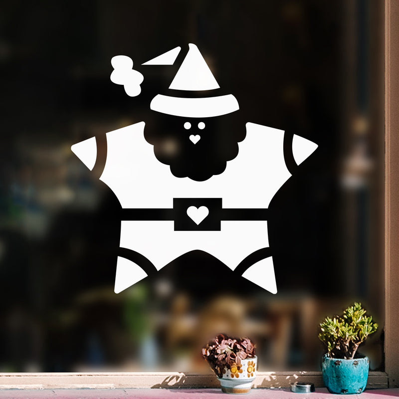Vinyl Wall Art Decal - Santa Star - 25" x 25" - Modern Cute Fun Christmas Holyday Season Santa Shape Design Sticker For Entry Way Door Windows Office Business Storefront School Coffee Shop Decor 2