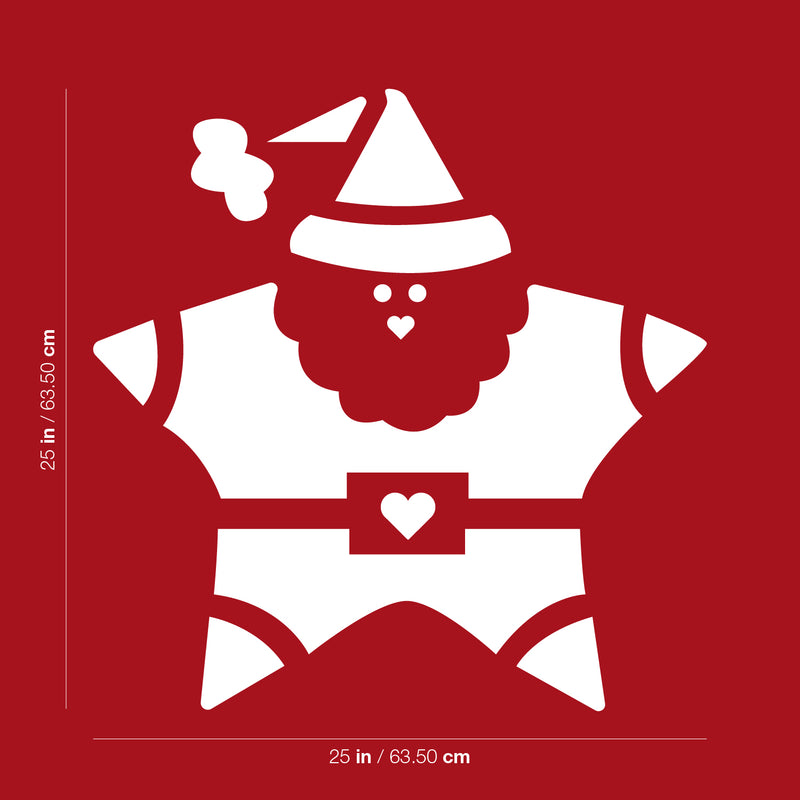 Vinyl Wall Art Decal - Santa Star - 25" x 25" - Modern Cute Fun Christmas Holyday Season Santa Shape Design Sticker For Entry Way Door Windows Office Business Storefront School Coffee Shop Decor 4