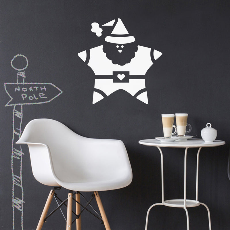 Vinyl Wall Art Decal - Santa Star - 25" x 25" - Modern Cute Fun Christmas Holyday Season Santa Shape Design Sticker For Entry Way Door Windows Office Business Storefront School Coffee Shop Decor 3