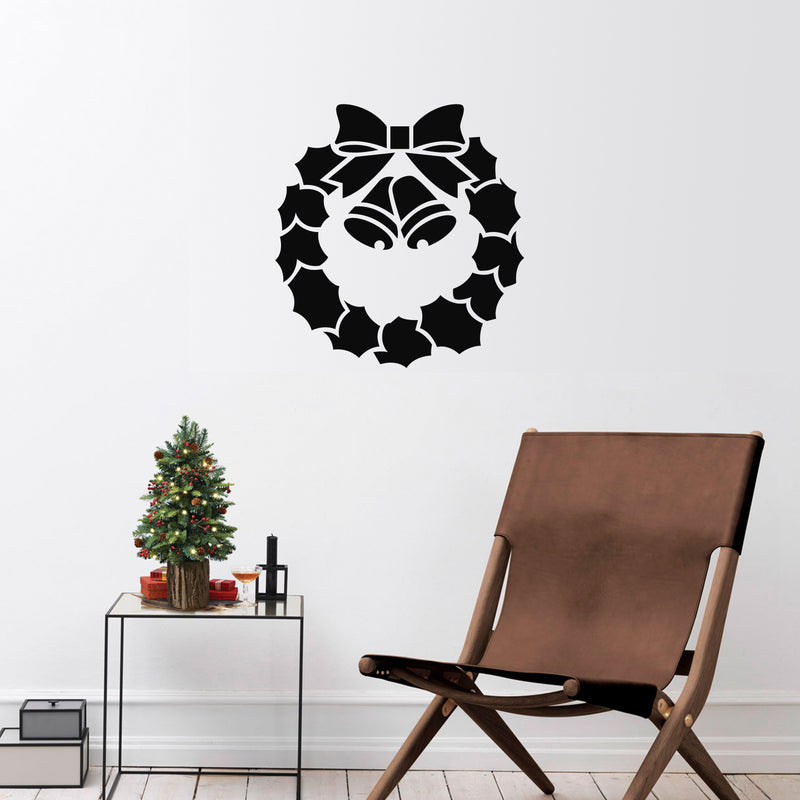 Vinyl Wall Art Decal - Christmas Wreath - Holiday Season Trendy Seasonal Quote Sticker For Door Family Home School Living Room Work Office Store Window Decor 3