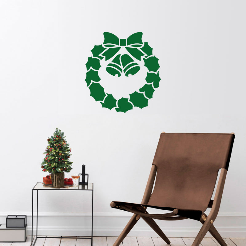 Vinyl Wall Art Decal - Christmas Wreath - 23" x 22" - Holiday Season Trendy Seasonal Quote Sticker For Door Family Home School Living Room Work Office Store Window Decor 3