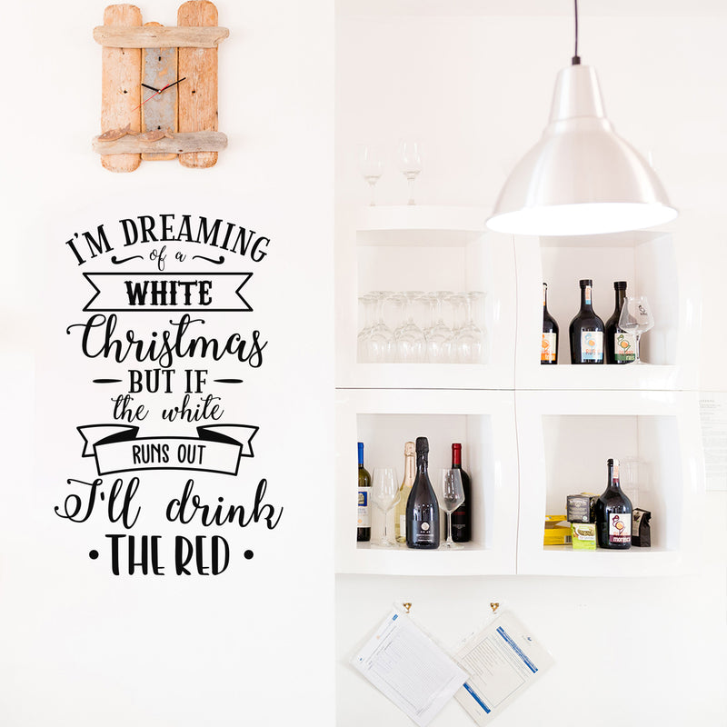 Vinyl Wall Art Decal - Dreaming A White Christmas - 35" x 22" - Holiday Season Trendy Seasonal Quote Sticker For Home School Living Room Work Office Classroom Door Coffee Shop Store Window Decor 2