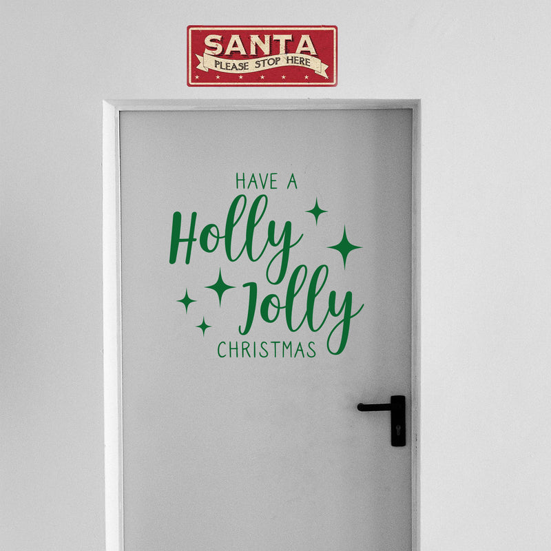 Vinyl Wall Art Decal - Have A Holly Jolly Christmas - 21" x 22" - Holiday Season Trendy Seasonal Quote Sticker For Home School Living Room Work Office Classroom Door Store Window Decor 2