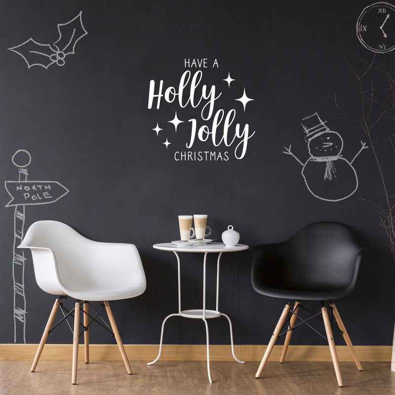Vinyl Wall Art Decal - Have A Holly Jolly Christmas - 21" x 22" - Holiday Season Trendy Seasonal Quote Sticker For Home School Living Room Work Office Classroom Door Store Window Decor 3