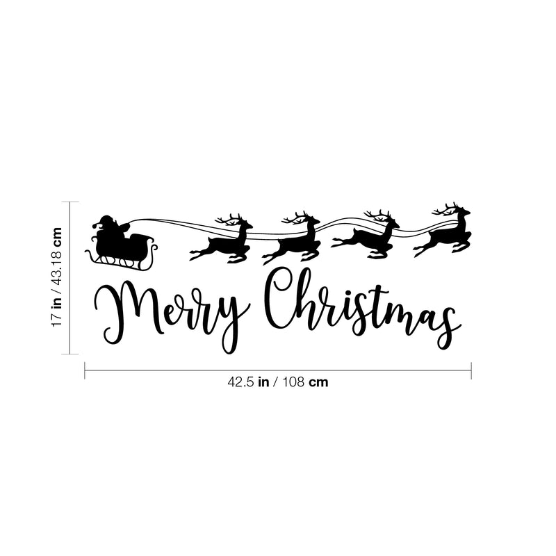 Vinyl Wall Art Decal - Sleigh Merry Christmas - 17" x 42.5" - Reindeer Holiday Season Trendy Seasonal Quote Sticker For Home School Living Room Work Office Classroom Store Window Decor 4