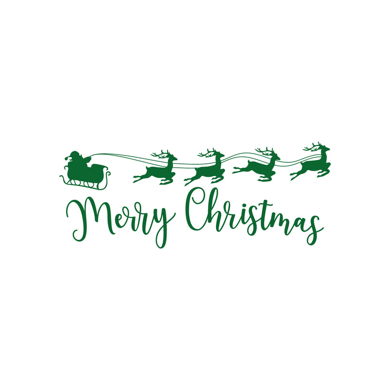 Vinyl Wall Art Decal - Sleigh Merry Christmas - 17" x 42.5" - Reindeer Holiday Season Trendy Seasonal Quote Sticker For Home School Living Room Work Office Classroom Store Window Decor 1