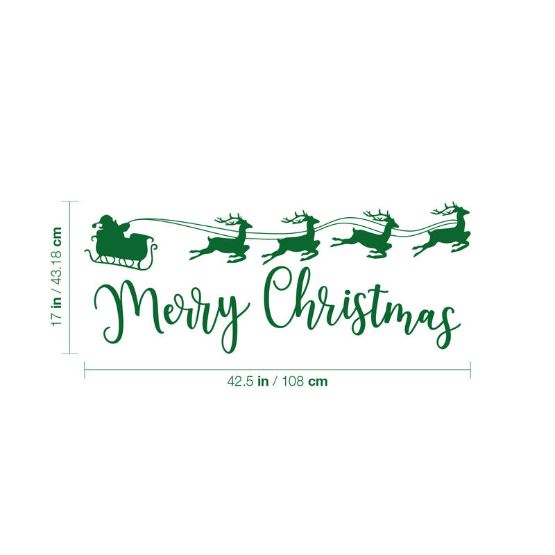 Vinyl Wall Art Decal - Sleigh Merry Christmas - 17" x 42.5" - Reindeer Holiday Season Trendy Seasonal Quote Sticker For Home School Living Room Work Office Classroom Store Window Decor 4