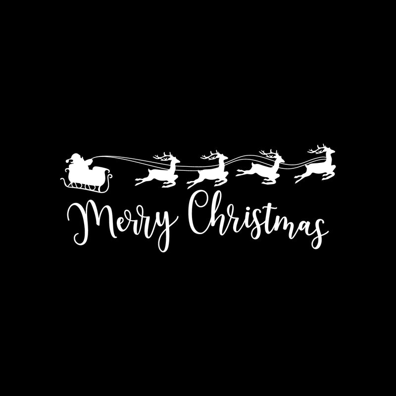 Vinyl Wall Art Decal - Sleigh Merry Christmas - 17" x 42.5" - Reindeer Holiday Season Trendy Seasonal Quote Sticker For Home School Living Room Work Office Classroom Store Window Decor 1