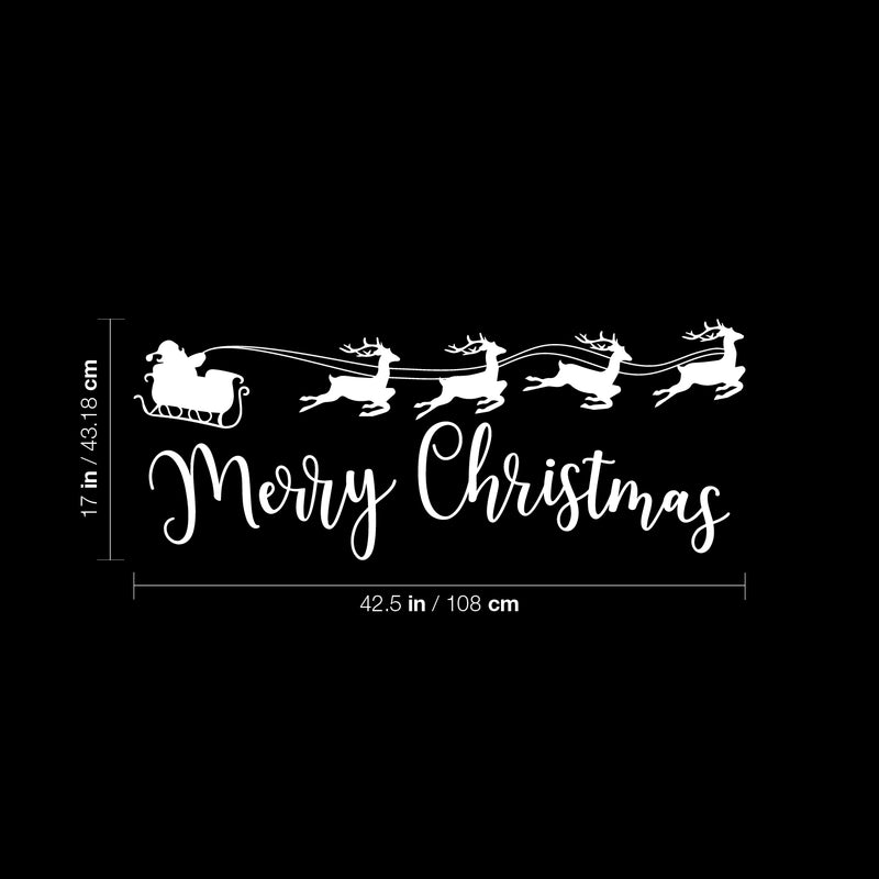 Vinyl Wall Art Decal - Sleigh Merry Christmas - 17" x 42.5" - Reindeer Holiday Season Trendy Seasonal Quote Sticker For Home School Living Room Work Office Classroom Store Window Decor 4