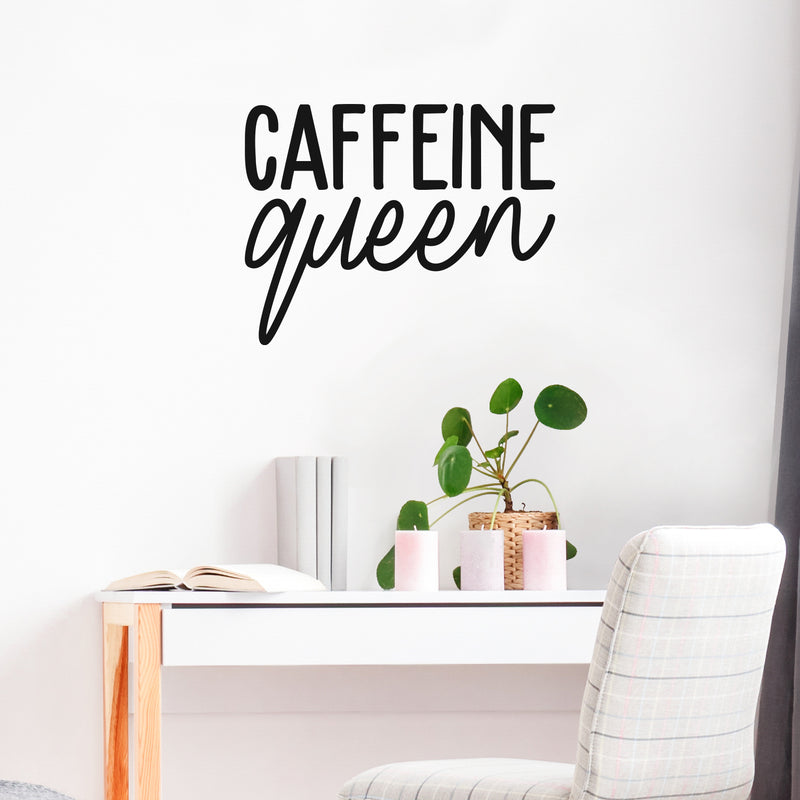 Vinyl Wall Art Decal - Caffeine Queen - - Trendy Chic Feminine Cute Funny Quote Sticker For Coffee Lovers Living Room Kitchen Restaurant Office Kitchenette Coffee Shop Storefront Decor 2