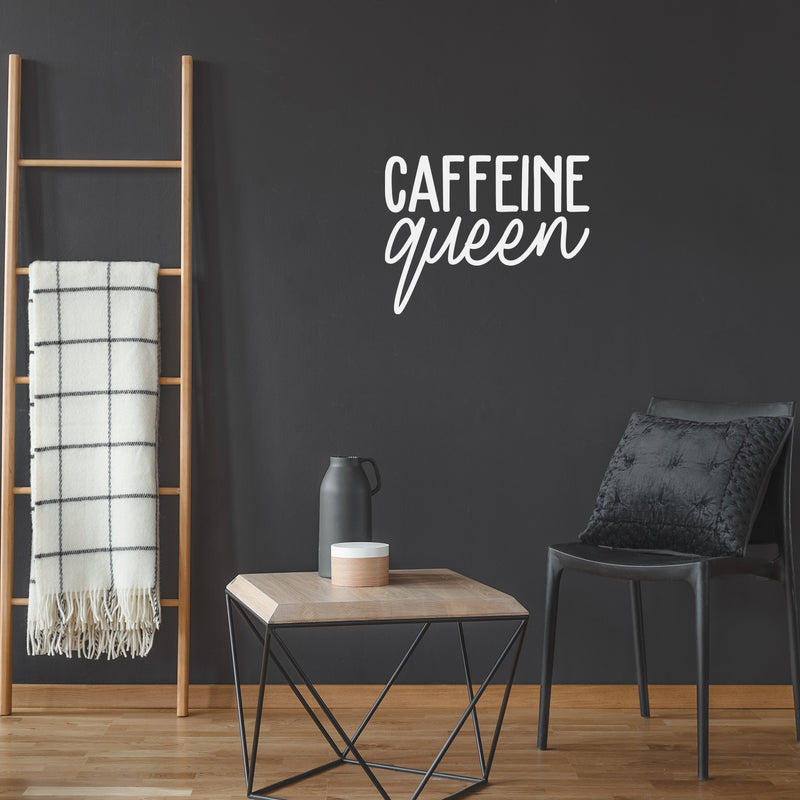 Vinyl Wall Art Decal - Caffeine Queen - 17" x 21.5" - Trendy Chic Feminine Cute Funny Quote Sticker For Coffee Lovers Living Room Kitchen Restaurant Office Kitchenette Coffee Shop Storefront Decor 2