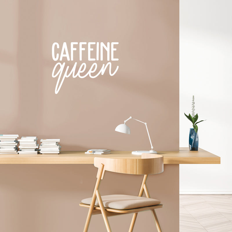 Vinyl Wall Art Decal - Caffeine Queen - 17" x 21.5" - Trendy Chic Feminine Cute Funny Quote Sticker For Coffee Lovers Living Room Kitchen Restaurant Office Kitchenette Coffee Shop Storefront Decor 3