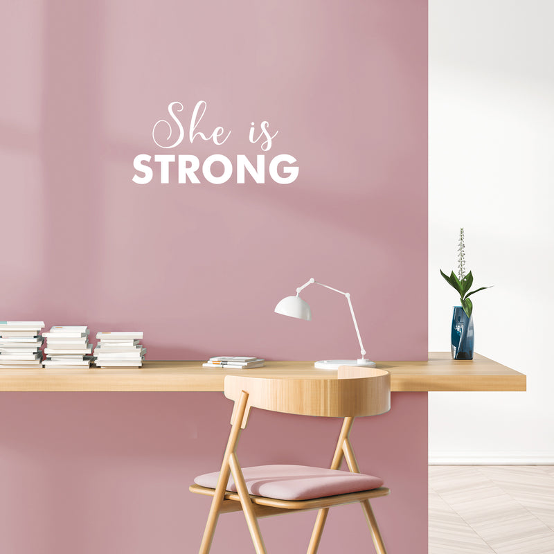 Vinyl Wall Art Decal - She Is Strong - 11" x 22" - Modern Inspirational Positive Cute Girly Quote Sticker For Girls Room Bedroom Closet Playroom Living Room Office Yoga Ballet Feminine Decor 4