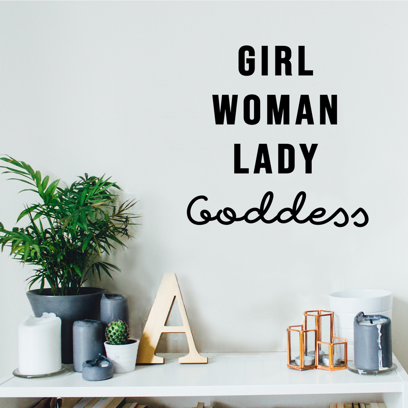 Vinyl Wall Art Decal - Girl Woman Lady Goddess - 12" x 12" - Trendy Inspirational Positive Cute Girly Quote Sticker For Girls Room Bedroom Closet Bathroom Office Yoga Ballet Feminine Decor 2