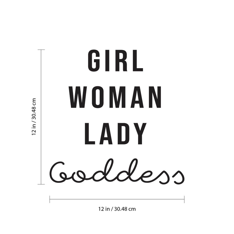 Vinyl Wall Art Decal - Girl Woman Lady Goddess - 12" x 12" - Trendy Inspirational Positive Cute Girly Quote Sticker For Girls Room Bedroom Closet Bathroom Office Yoga Ballet Feminine Decor 4