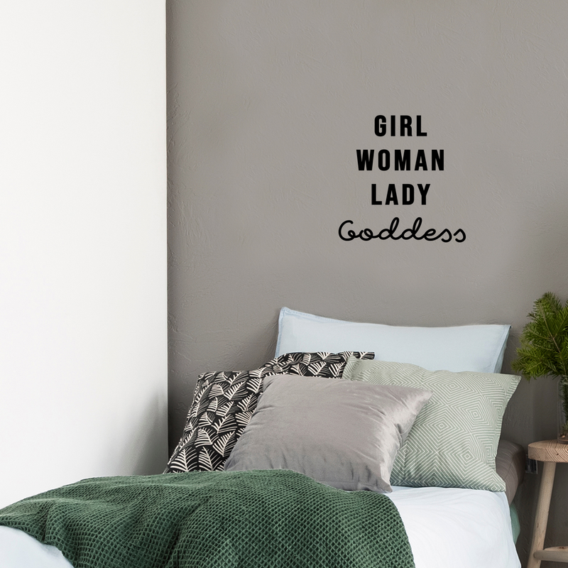 Vinyl Wall Art Decal - Girl Woman Lady Goddess - 12" x 12" - Trendy Inspirational Positive Cute Girly Quote Sticker For Girls Room Bedroom Closet Bathroom Office Yoga Ballet Feminine Decor 3