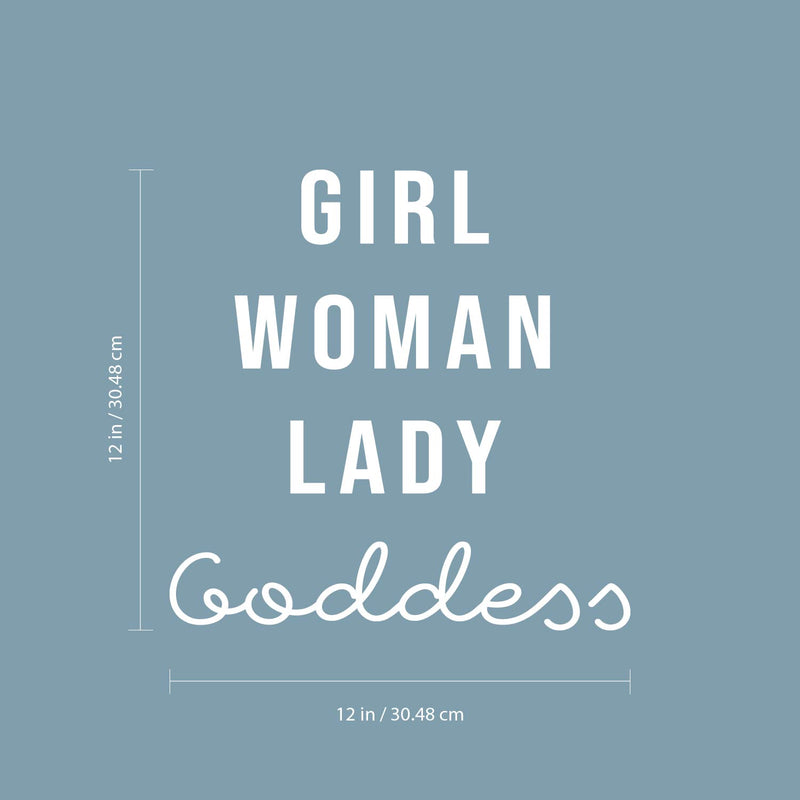 Vinyl Wall Art Decal - Girl Woman Lady Goddess - 12" x 12" - Trendy Inspirational Positive Cute Girly Quote Sticker For Girls Room Bedroom Closet Bathroom Office Yoga Ballet Feminine Decor 4