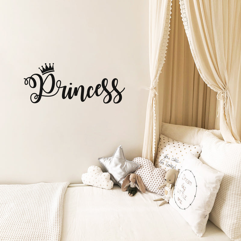 Vinyl Wall Art Decal - Princess - Modern Cute Inspirational Quote Sticker For Little Girls Bedroom Crown Icon Home School Playroom Kids Room Office Decor 3