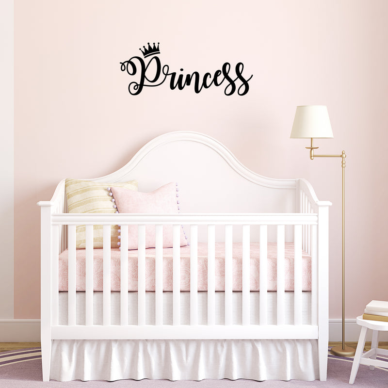 Vinyl Wall Art Decal - Princess - 10" x 25" - Modern Cute Inspirational Quote Sticker For Little Girls Bedroom Crown Icon Home School Playroom Kids Room Office Decor 2