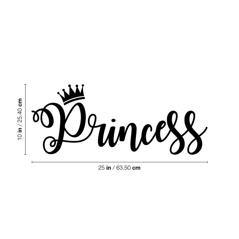 Vinyl Wall Art Decal - Princess - 10" x 25" - Modern Cute Inspirational Quote Sticker For Little Girls Bedroom Crown Icon Home School Playroom Kids Room Office Decor 4