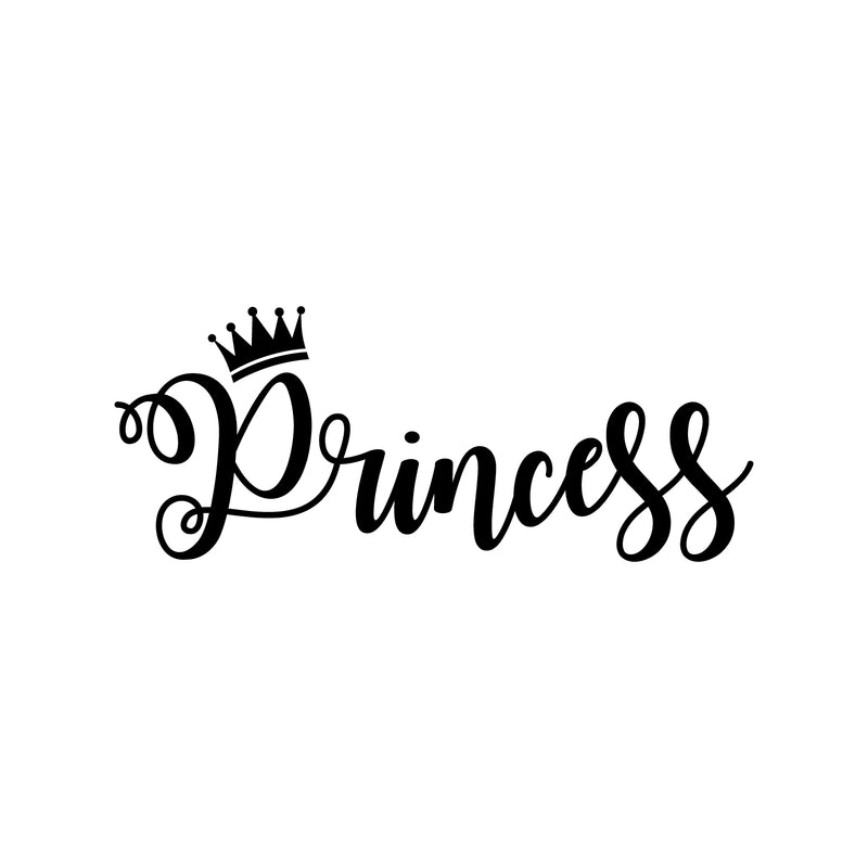 Vinyl Wall Art Decal - Princess - 10" x 25" - Modern Cute Inspirational Quote Sticker For Little Girls Bedroom Crown Icon Home School Playroom Kids Room Office Decor 1