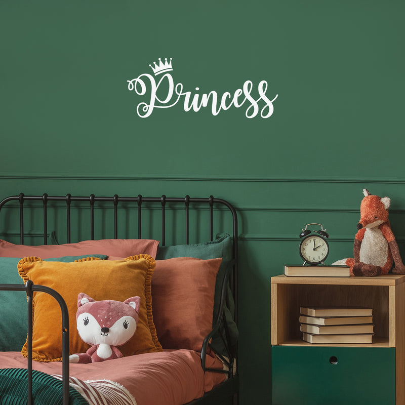 Vinyl Wall Art Decal - Princess - 10" x 25" - Modern Cute Inspirational Quote Sticker For Little Girls Bedroom Crown Icon Home School Playroom Kids Room Office Decor 2