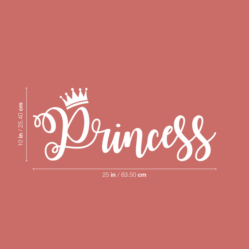 Vinyl Wall Art Decal - Princess - 10" x 25" - Modern Cute Inspirational Quote Sticker For Little Girls Bedroom Crown Icon Home School Playroom Kids Room Office Decor 4