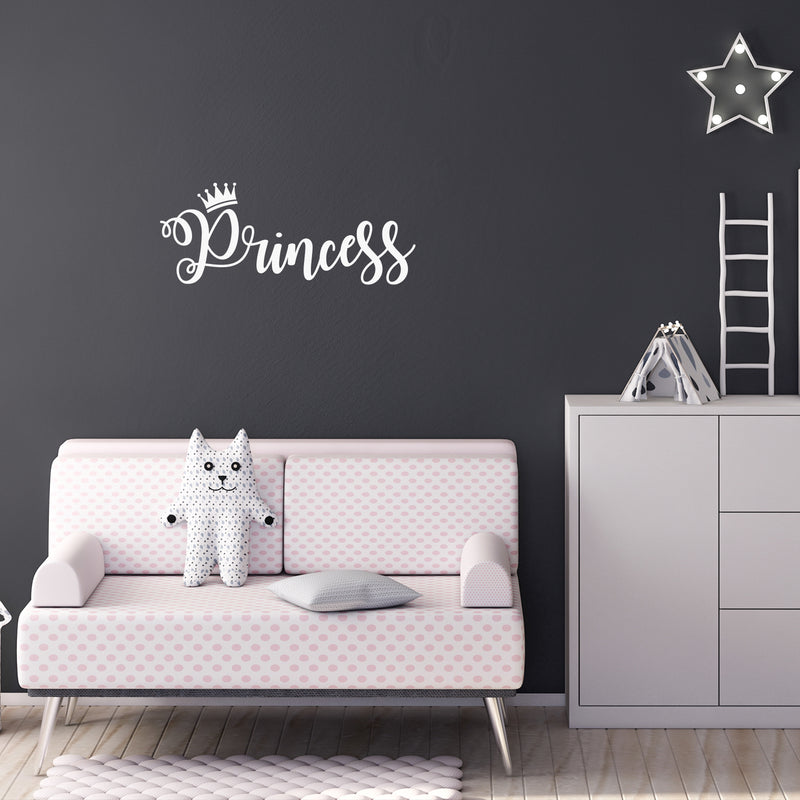 Vinyl Wall Art Decal - Princess - 10" x 25" - Modern Cute Inspirational Quote Sticker For Little Girls Bedroom Crown Icon Home School Playroom Kids Room Office Decor 3