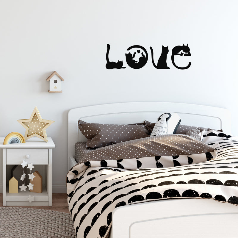 Vinyl Wall Art Decal - Cat Love - Trendy Inspirational Super Cute Cats Design Quote Sticker For Pets Lovers Living Room Kids Room Office 2