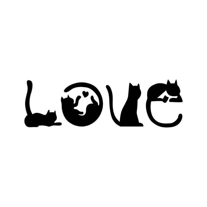 Vinyl Wall Art Decal - Cat Love - Trendy Inspirational Super Cute Cats Design Quote Sticker For Pets Lovers Living Room Kids Room Office 1