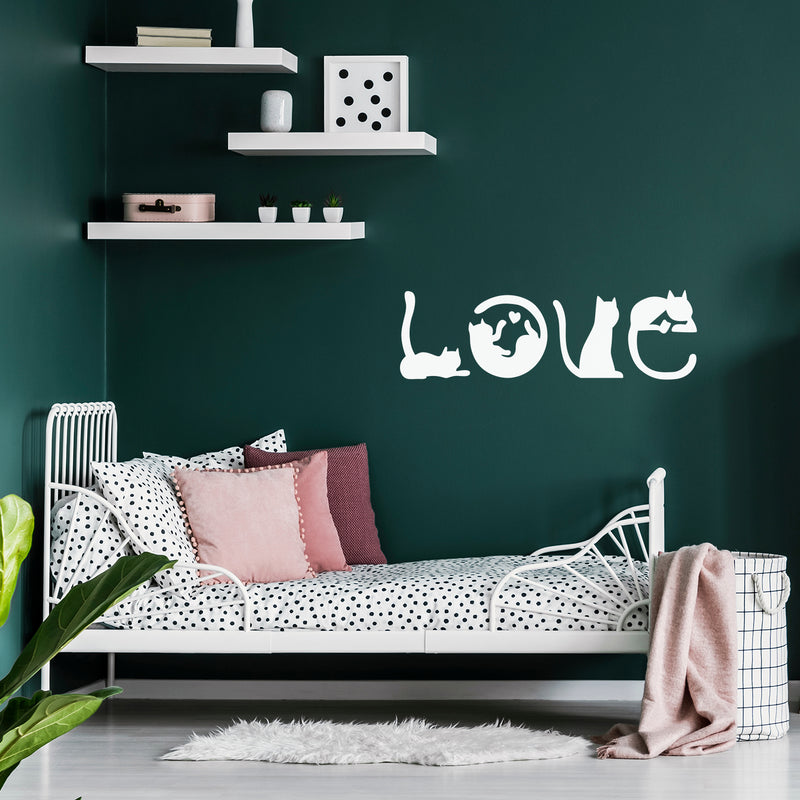 Vinyl Wall Art Decal - Cat Love - 10" x 33" - Trendy Inspirational Super Cute Cats Design Quote Sticker For Pets Lovers Living Room Kids Room Office  Business Veterinary Storefront School Decor 3