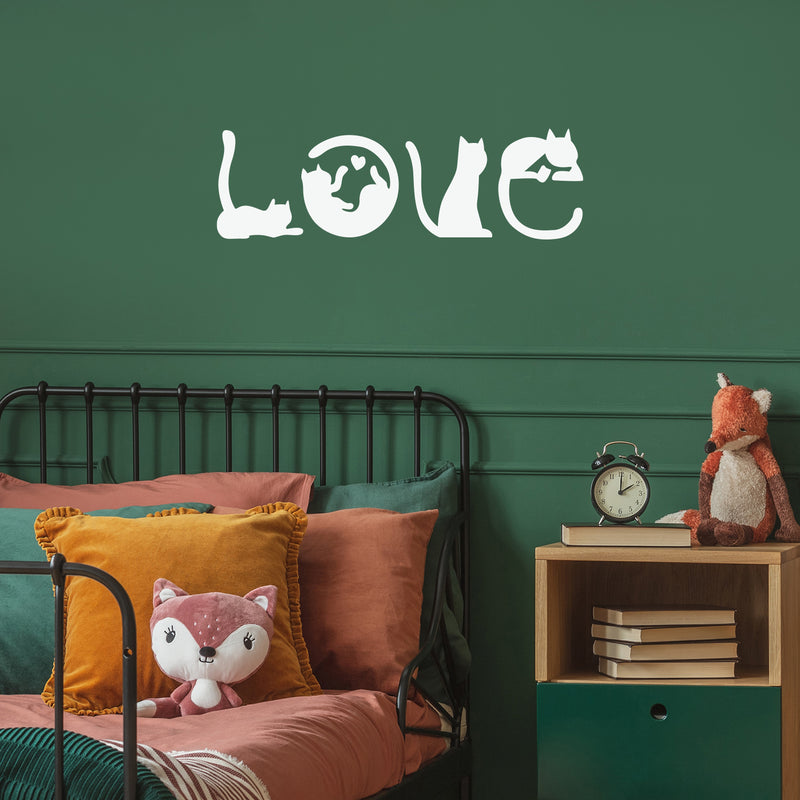 Vinyl Wall Art Decal - Cat Love - 10" x 33" - Trendy Inspirational Super Cute Cats Design Quote Sticker For Pets Lovers Living Room Kids Room Office  Business Veterinary Storefront School Decor 2