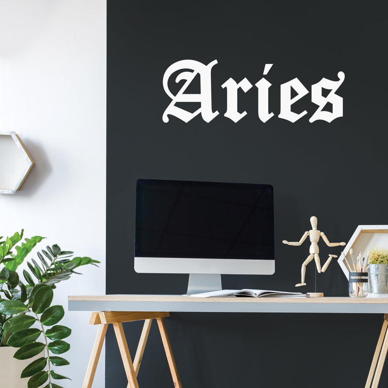 Vinyl Wall Art Decal - Aries - 10" x 29" - Zodiac Signs Gothic Modern Inspirational Astrology Quote Sticker For Bedroom Living Room Closet Home Office Dorm Room Decor 2