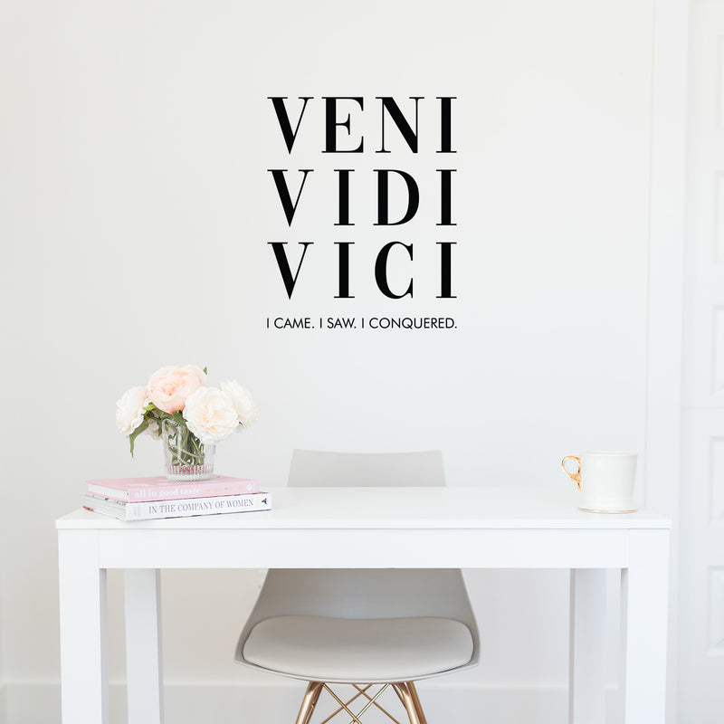 Vinyl Wall Art Decal - Veni Vidi Vici - Julio Cesar - 20.5" x 17" - Trendy Inspirational Positive Self Esteem Quote Sticker For Office Conference Room Business Store Gym Fitness Coffee Shop Decor 2