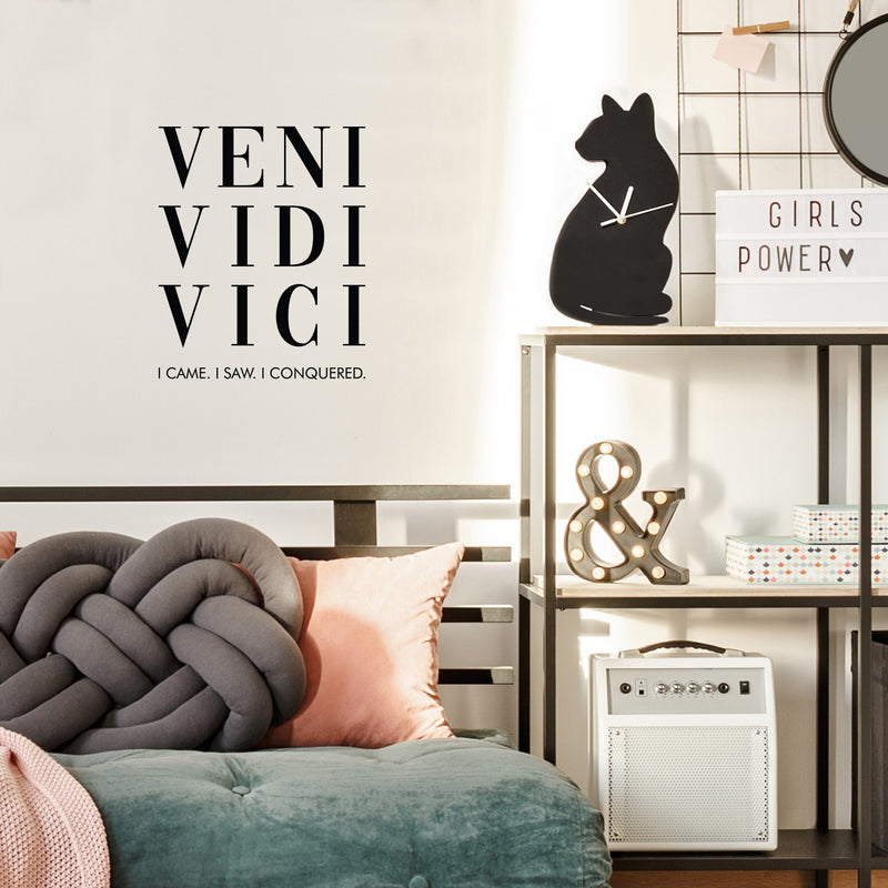 Vinyl Wall Art Decal - Veni Vidi Vici - Julio Cesar - 20.5" x 17" - Trendy Inspirational Positive Self Esteem Quote Sticker For Office Conference Room Business Store Gym Fitness Coffee Shop Decor 3